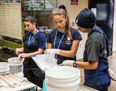 young volunteers in the Fish Kitchen