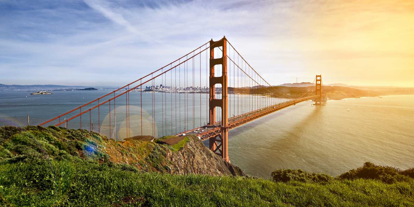 Golden Gate Bridge from the Marin Headlands looking toward San Francisco