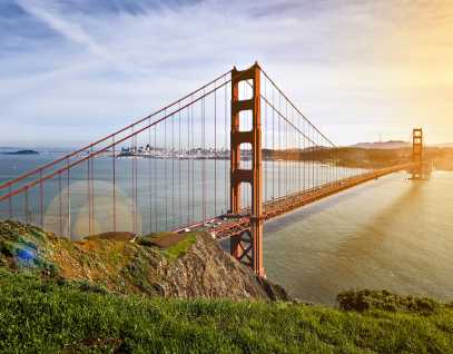 Golden Gate Bridge from the Marin Headlands looking toward San Francisco