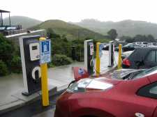 electric car charging stations in the hospital parking lot